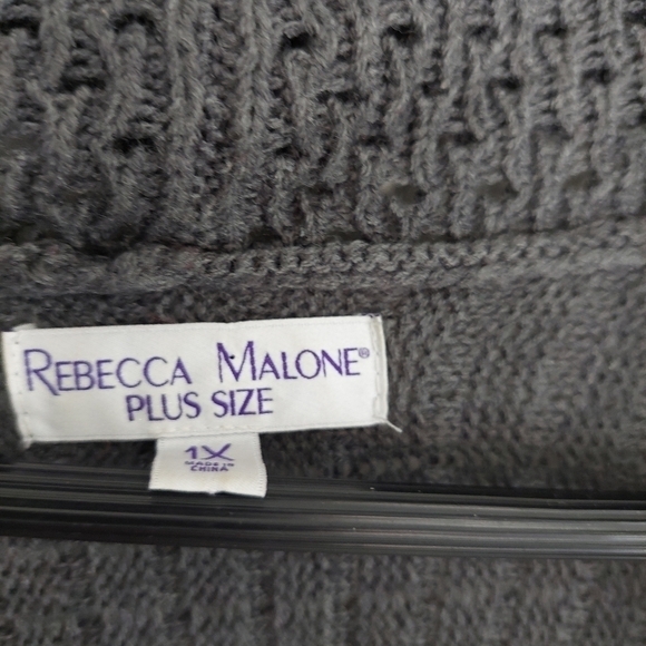 Rebecca Malone Charcoal Gray Long Sleeve Tunic Cardigan Sweater Wrap Size 1X. - Picture 5 of 10